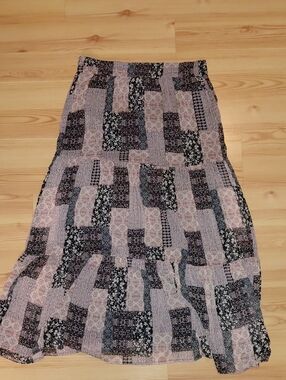 Haver London  Patchwork Maxi Skirt — Mauve & Black
